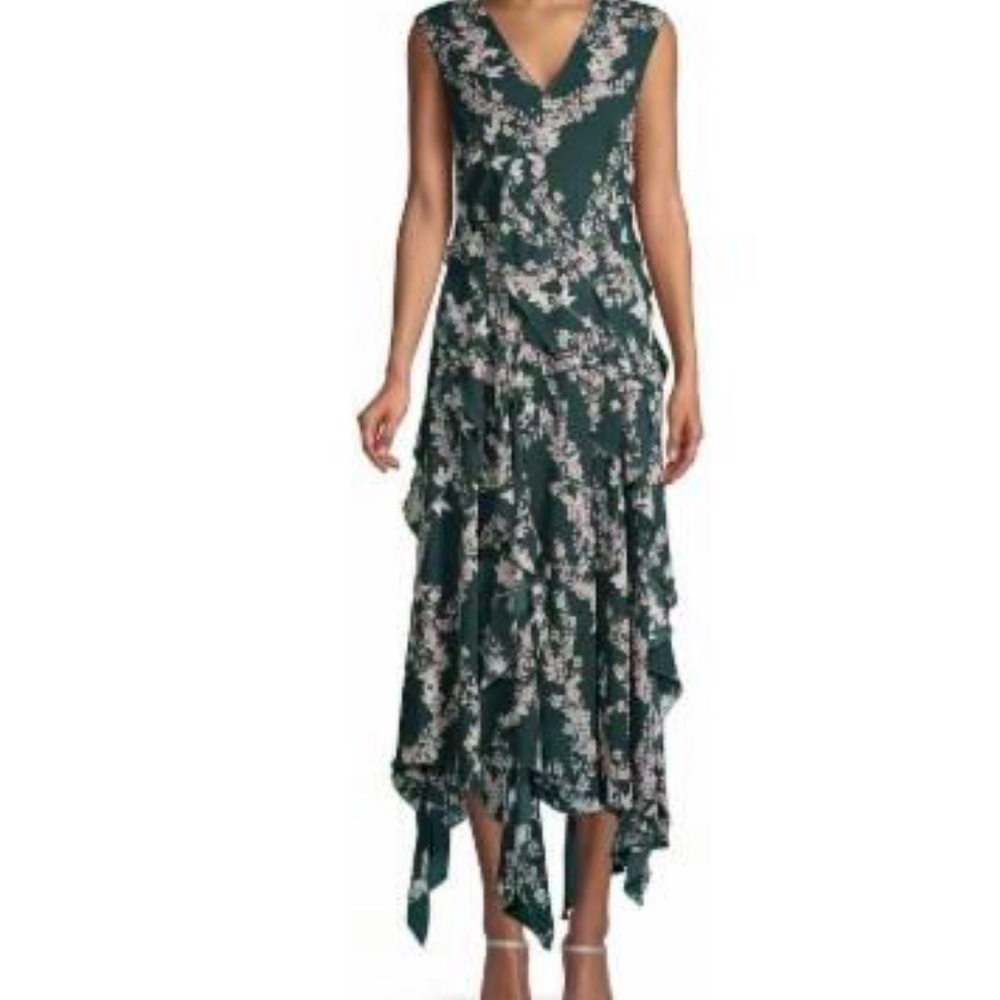 NWT BCBGMAXAZRIA Floral Handkerchief Hem Dress
